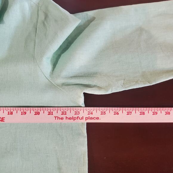 Vtg Sag Harbor Embroidered Flower Linen Blend Top Pant Set Plus Size 18 Green - Picture 9 of 13